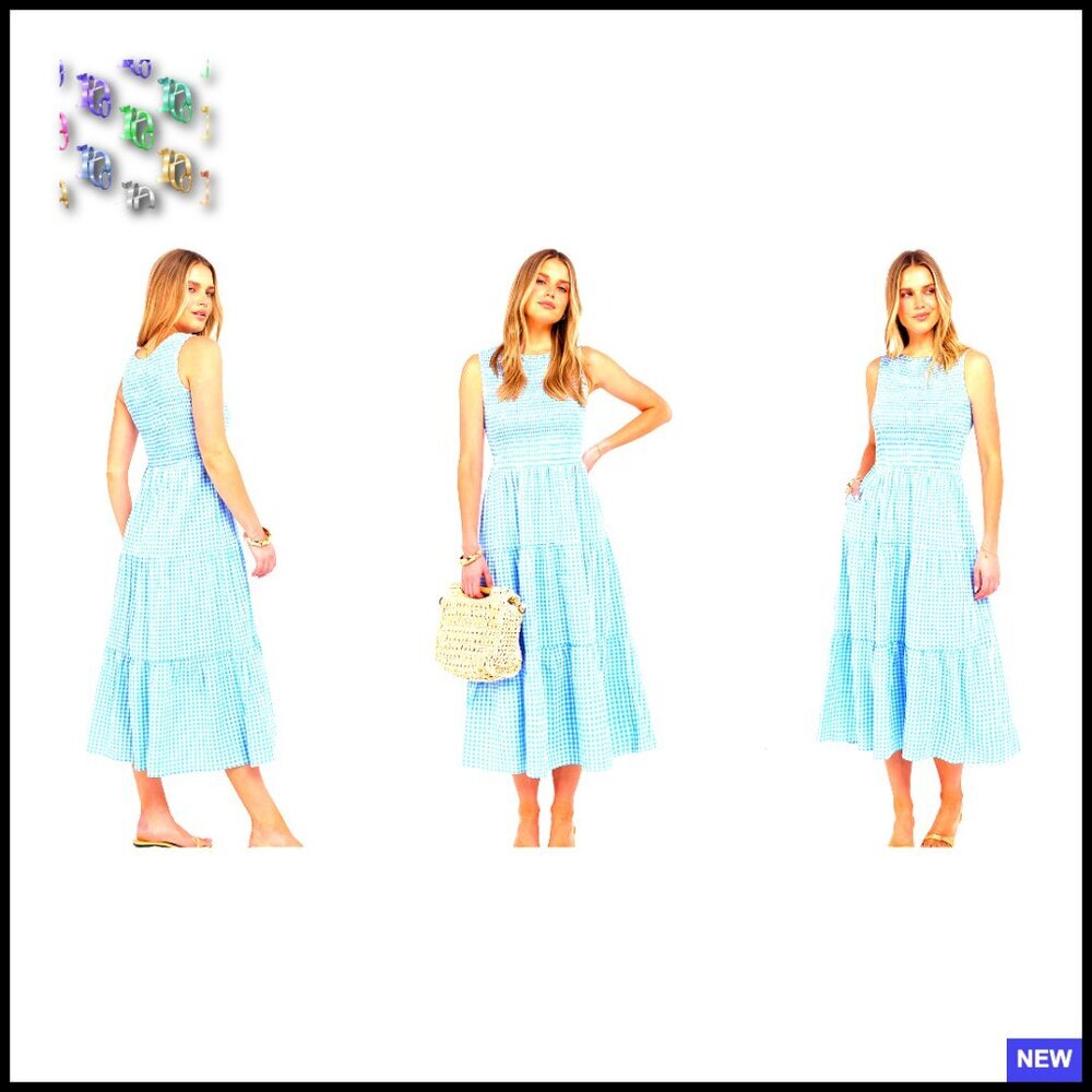 Sleeveless Maxi Dress Smocked Bodice Tiered Boho Casual Beach Sundress - Picture 7 of 7